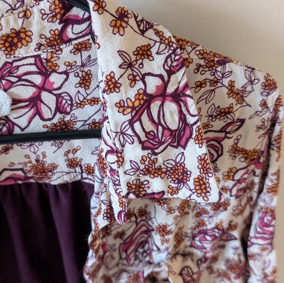 Porridge clothing open purple floral print top size large - Picture 5 of 8